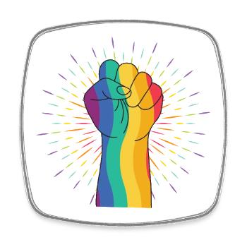 Regenbogenfist der Vielfalt - Viereckiger Kühlschrankmagnet - Weiß - Vorne