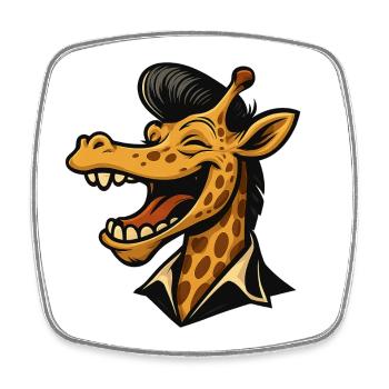 Stretch with Style – Cool Giraffe - Square fridge magnet - white - Front