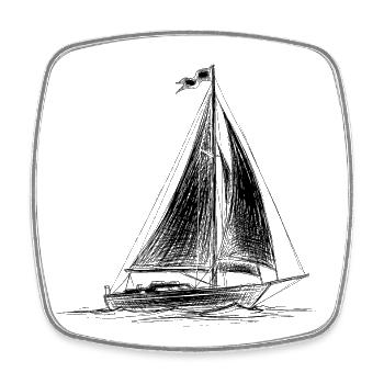 Sailboat Sketch – Hand Drawn Sailing Ship - Square fridge magnet - white - Front