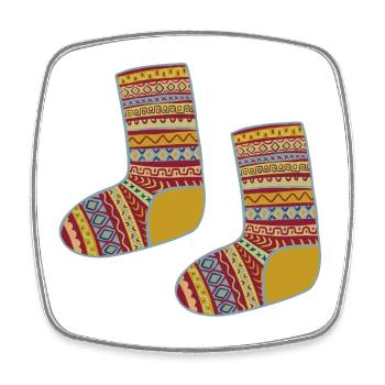 Colorful Fair Isle Patterned Socks - Square fridge magnet - white - Front