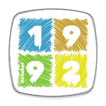 33. Écussons Geburtstag Farbige depuis 10/1992 - Magnet carré - blanc - Devant