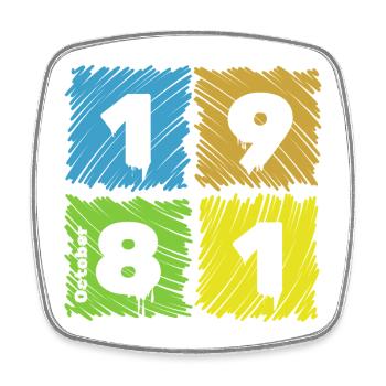 44. Geburtstag Farbige Patches depuis 10/1981 - Magnet carré - blanc - Devant