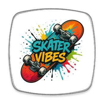 Skater Vibes - Viereckiger Kühlschrankmagnet - Weiß - Vorne