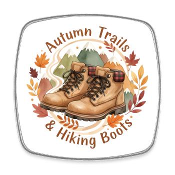 Sentiers d’automne Chaussures de randonnée Aquarelle Amour d’automne - Magnet carré - blanc - Devant