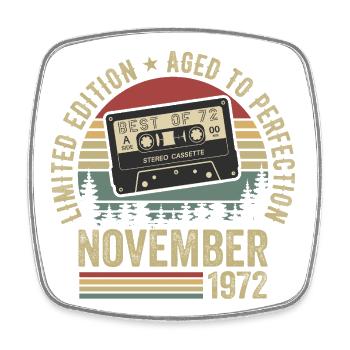 November 1972 - Viereckiger Kühlschrankmagnet - Weiß - Vorne