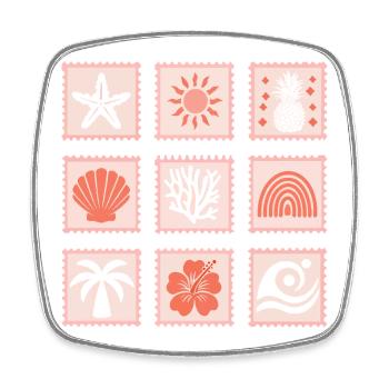 Nature Stamps Collage - Square fridge magnet - white - Front