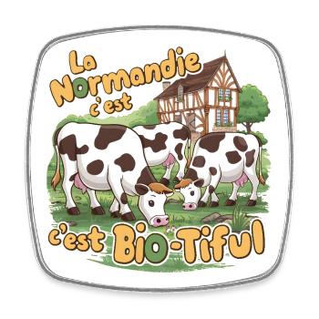 Normandie ist ein bio-tiful humorvolles Geschenk - Viereckiger Kühlschrankmagnet - Weiß - Vorne