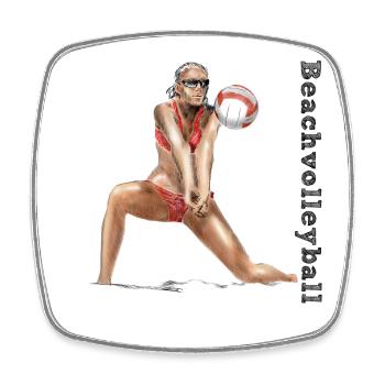 Volleyball Diva Rot - Viereckiger Kühlschrankmagnet - Weiß - Vorne