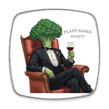 Plant Based Society – Elegant Broccoli - Viereckiger Kühlschrankmagnet - Weiß - Vorne