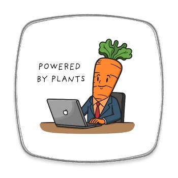 Powered by Plants – Carrot in Suit - Viereckiger Kühlschrankmagnet - Weiß - Vorne