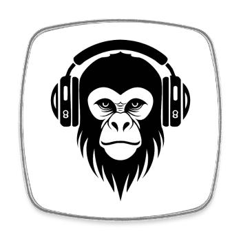 Monkey Head Streetwear DJ Grooves Chemise Urbaine - Magnet carré - blanc - Devant
