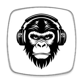 Minimal Monkey Head Lines Edition Art Shirt - Square fridge magnet - white - Front