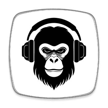 DJ Rebellious Monkey Head Underground Grooves Shirt - Square fridge magnet - white - Front