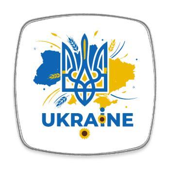 Blauer Dreizack Ukraine Emblem - Viereckiger Kühlschrankmagnet - Weiß - Vorne