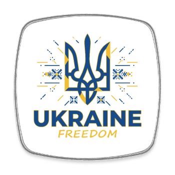 Ukraine Freiheit Dreizack Emblem - Viereckiger Kühlschrankmagnet - Weiß - Vorne