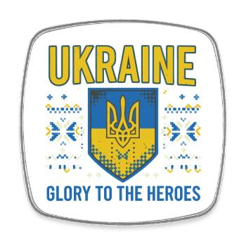 Ukraine Wappen Ruhm T-Shirt - Viereckiger Kühlschrankmagnet - Weiß - Vorne