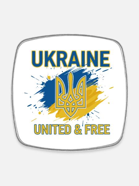 Ukraine Unity and Freedom - Square fridge magnet - white