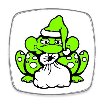 Frog Santa Claus Christmas Hat Gift - Square fridge magnet - white - Front