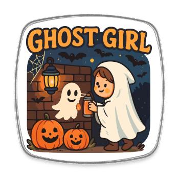 Geistergirl Halloween - Viereckiger Kühlschrankmagnet - Weiß - Vorne
