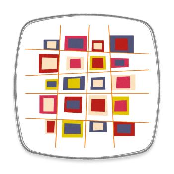 Patchwork-Design von Cean - Viereckiger Kühlschrankmagnet - Weiß - Vorne
