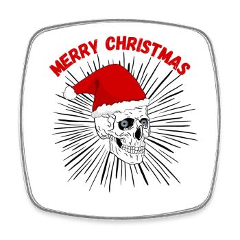 Christmas Skull with Gothic Red Hat - Square fridge magnet - white - Front