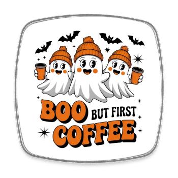 Orange Winter Kaffee Geister - Viereckiger Kühlschrankmagnet - Weiß - Vorne