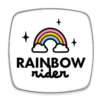 Logo des Regenbogenfahrers - Viereckiger Kühlschrankmagnet - Weiß - Vorne