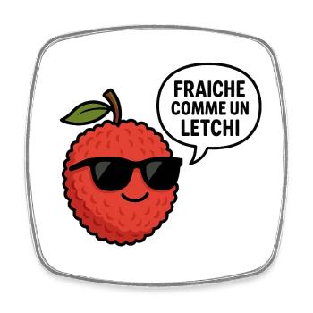 fresh as a lychee - Square fridge magnet - white - Front