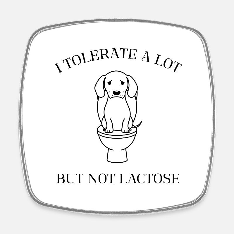Moody Dachshund – No Lactose Fun - Viereckiger Kühlschrankmagnet - Weiß