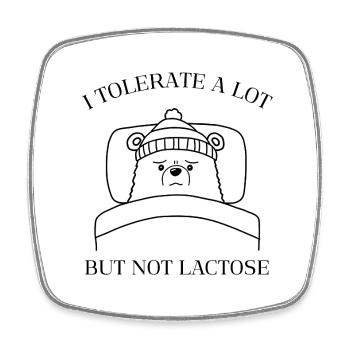 Cozy Teddy – No Lactose Allowed - Square fridge magnet - white - Front