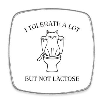 Mürrische Cat Fine Line – No Lactose Humor - Square fridge magnet - white - Front