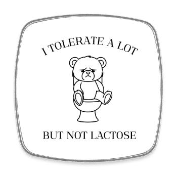 Moody Teddy – No Lactose Allowed - Square fridge magnet - white - Front