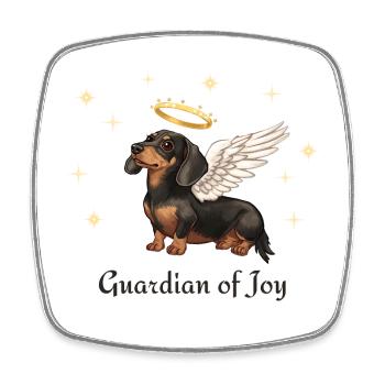Guardian of Joy – Angel Dachshund - Square fridge magnet - white - Front