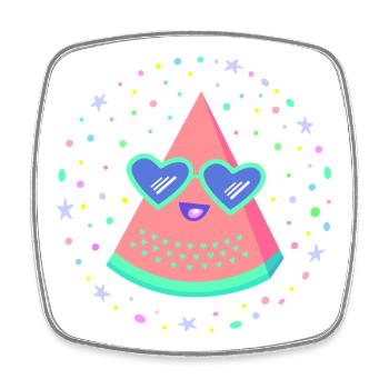 Lunettes en forme de cœur en melon style rétro des années 80 Kawaii - Magnet carré - blanc - Devant