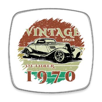 55. Geburtstag - Klassiker - Vintage since 10/1970 - Viereckiger Kühlschrankmagnet - Weiß - Vorne