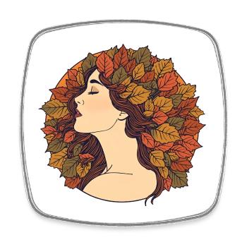 Autumn woman with leaves in her hair – Art Nouveau Desi - Square fridge magnet - white - Front
