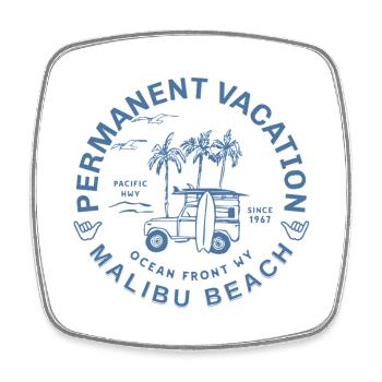 Malibu beach surfing - Square fridge magnet - white - Front