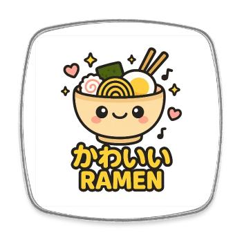 Kawaii Ramen Smile Illustration - Square fridge magnet - white - Front