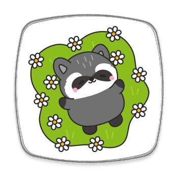 Waschbär-Freude unter den Blumen - Viereckiger Kühlschrankmagnet - Weiß - Vorne