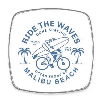Malibu Surf Rider Wave - Square fridge magnet - white - Front