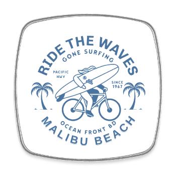 Vintage Malibu Surf Badge - Square fridge magnet - white - Front