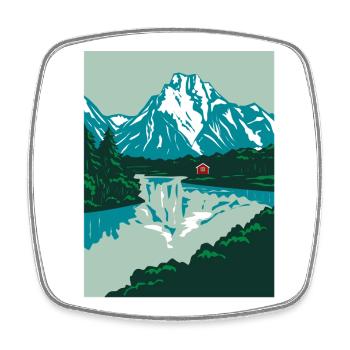 Norway Landscape with Red Holhaus - Square fridge magnet - white - Front