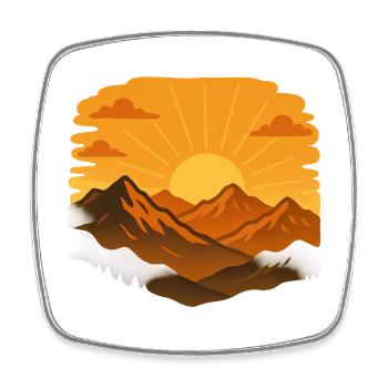 Coucher de soleil sur les montagnes - Magnet carré - blanc - Devant