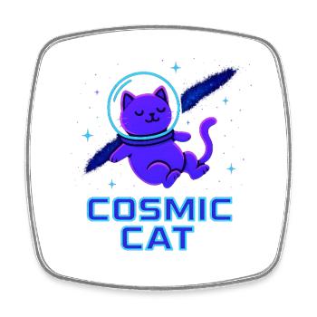Kosmische Katze Neon - Viereckiger Kühlschrankmagnet - Weiß - Vorne