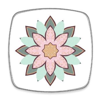 Mandala Pastel Fleur Etoile - Magnet carré - blanc - Devant