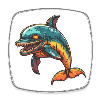 Dolphin Zombie - Square fridge magnet - white - Front
