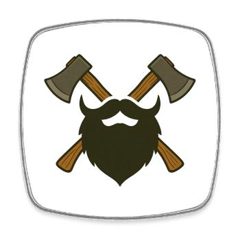 Barbe et haches de bûcheron – Lumberjack Design - Magnet carré - blanc - Devant