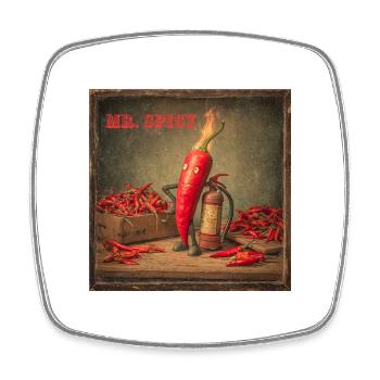 Mr Spicy Chili Charmer - Viereckiger Kühlschrankmagnet - Weiß - Vorne