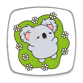 Koala fleuri rêveur - Magnet carré - blanc - Devant