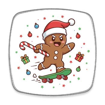 Funny Christmas Skateboard Baking - Viereckiger Kühlschrankmagnet - Weiß - Vorne